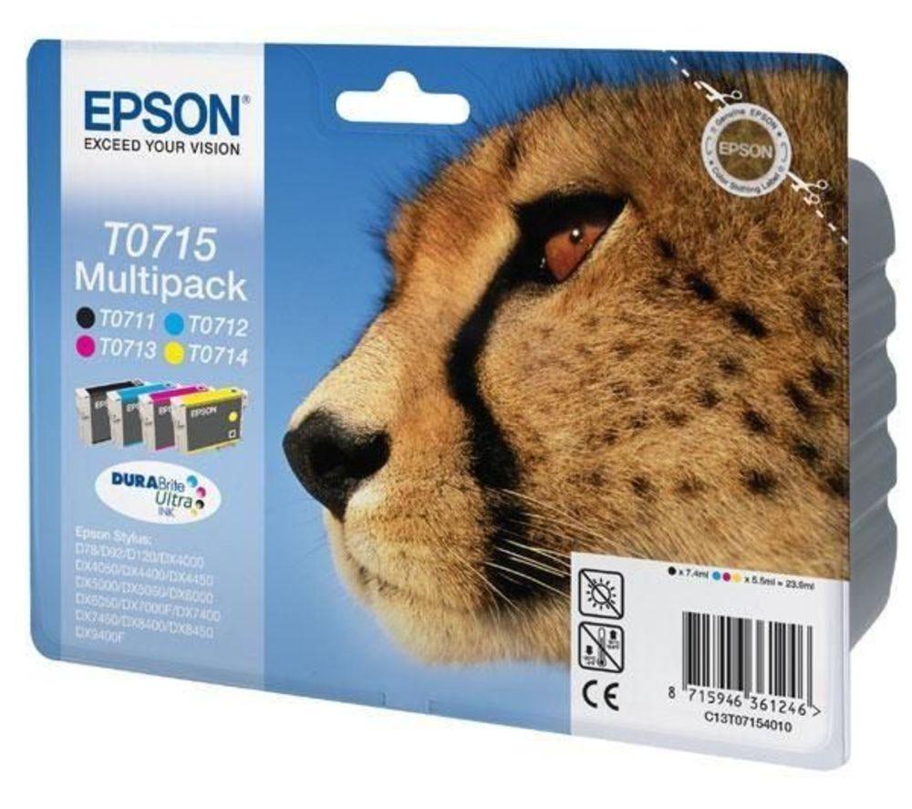 EPSON Cheetah T0715 Cyan  Magenta  Yellow & Black Ink Cartridges - Multipack