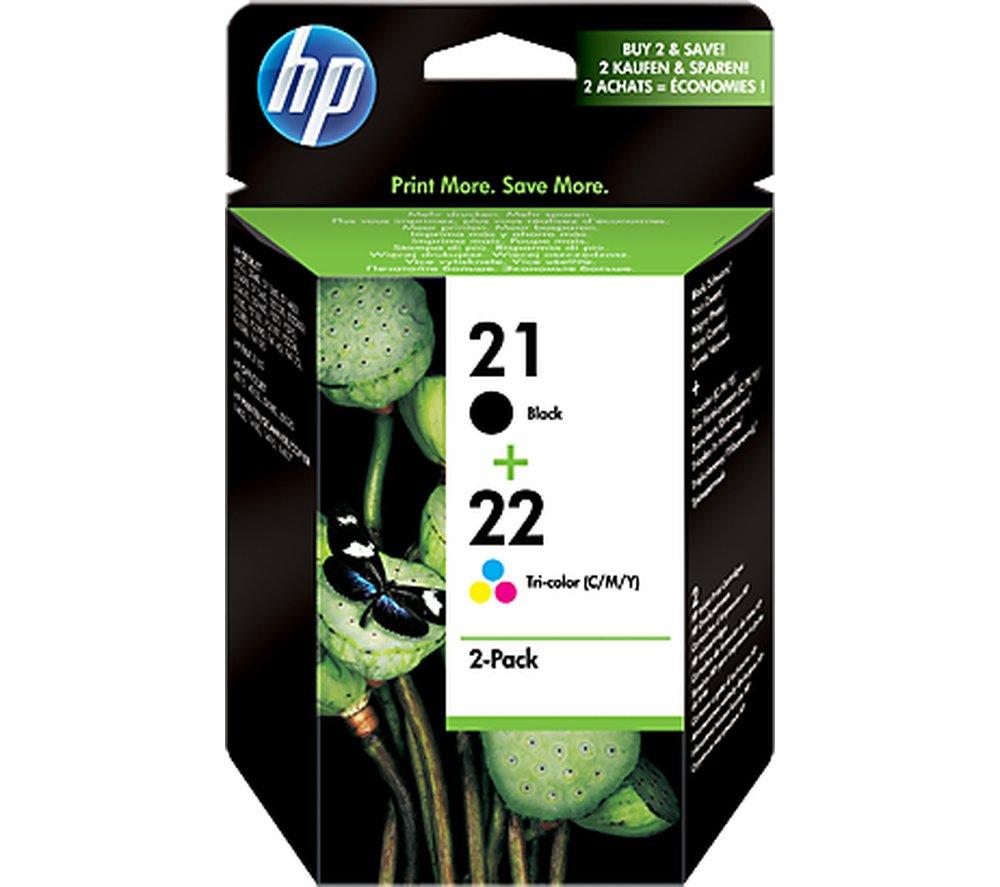 HP 21/22 Tri-colour & Black Ink Cartridges - Twin Pack