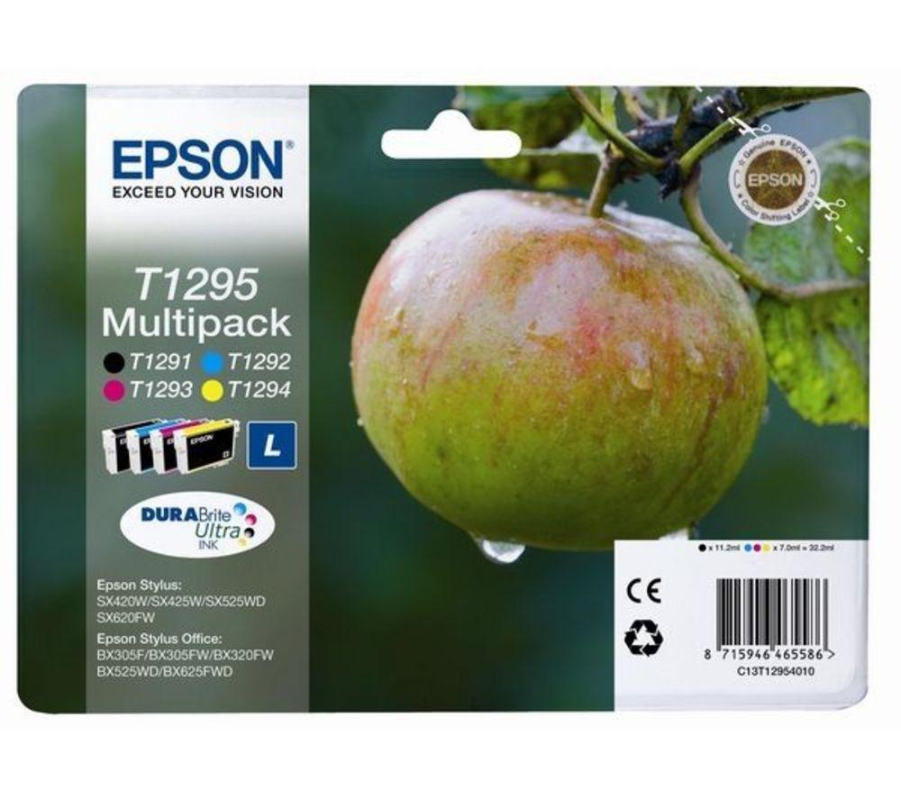 EPSON Apple T1295 Cyan  Magenta  Yellow. & Black Ink Cartridges - Multipack
