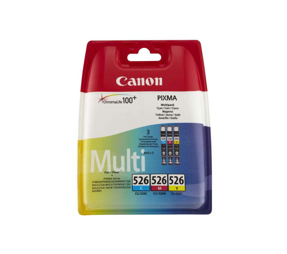 CANON CLI-526 Cyan  Magenta & Yellow Ink Cartridges - Multipack