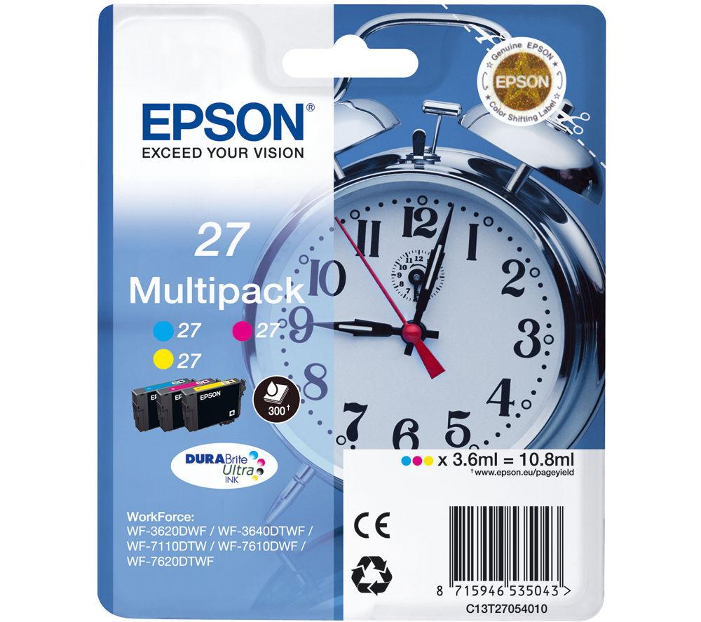EPSON Alarm Clock 27 Cyan  Magenta & Yellow Ink Cartridges - Multipack