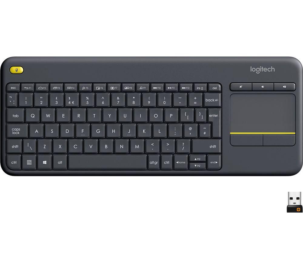 LOGITECH K400 Plus Wireless Keyboard - Dark Grey  Silver/Grey