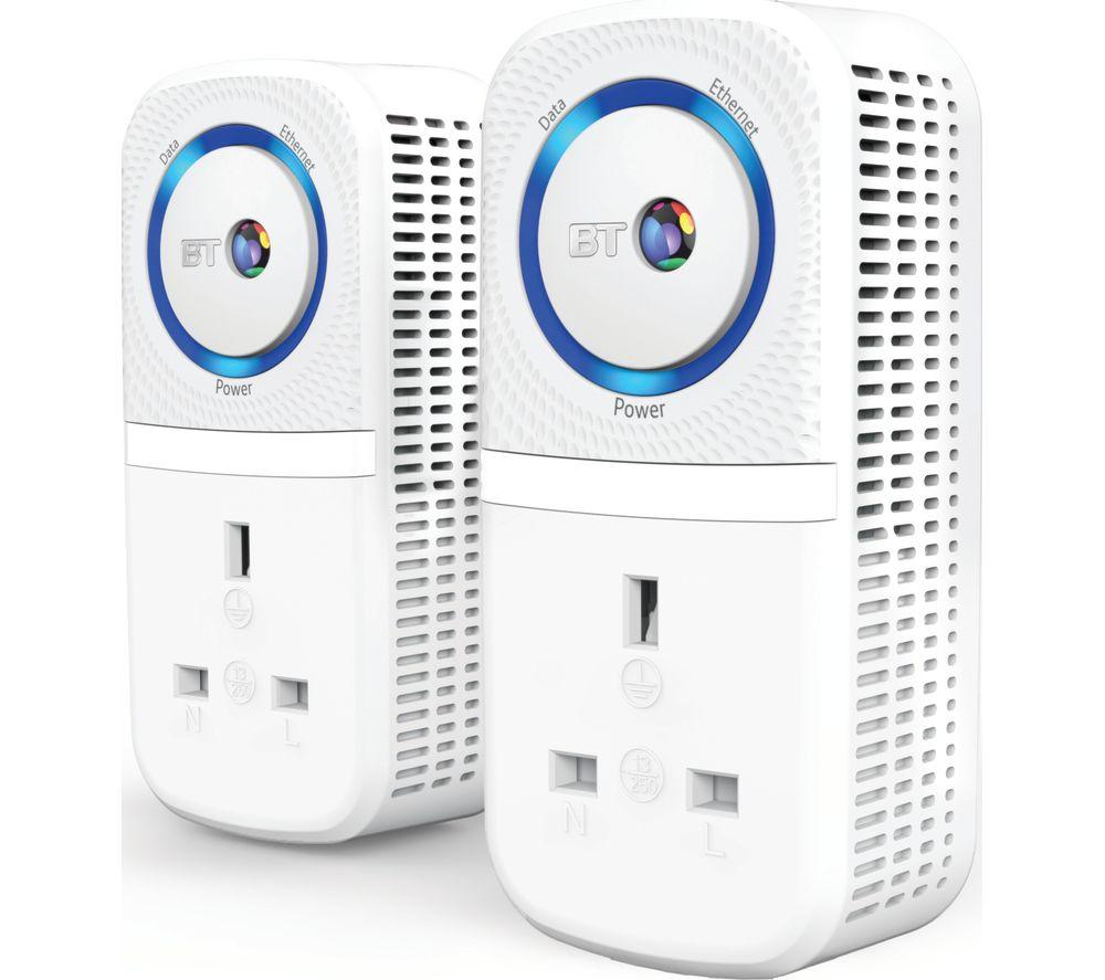 BT Broadband Extender Flex 1000 Powerline Adapter Kit - Twin Pack  White