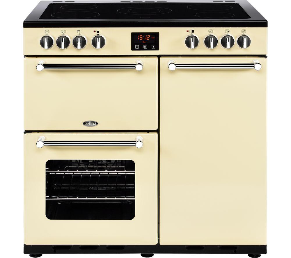 BELLING Kensington 90 cm Electric Ceramic Range Cooker - Cream & Chrome
