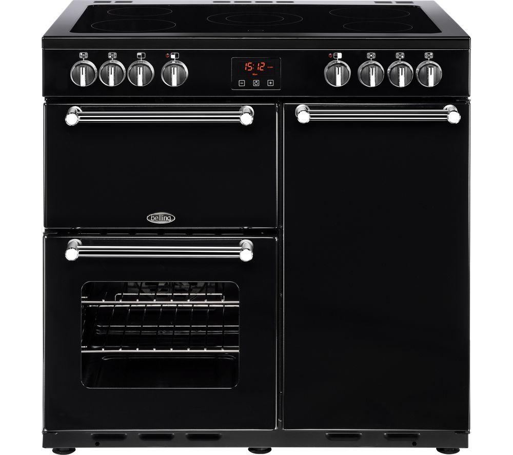 BELLING Kensington 90E Electric Ceramic Range Cooker - Black & Chrome