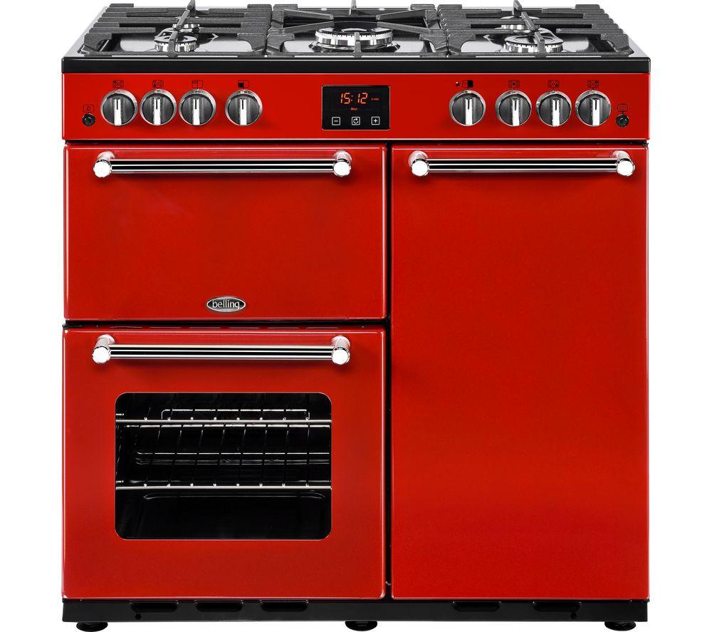 BELLING Kensington 90G Gas Range Cooker - Red & Chrome