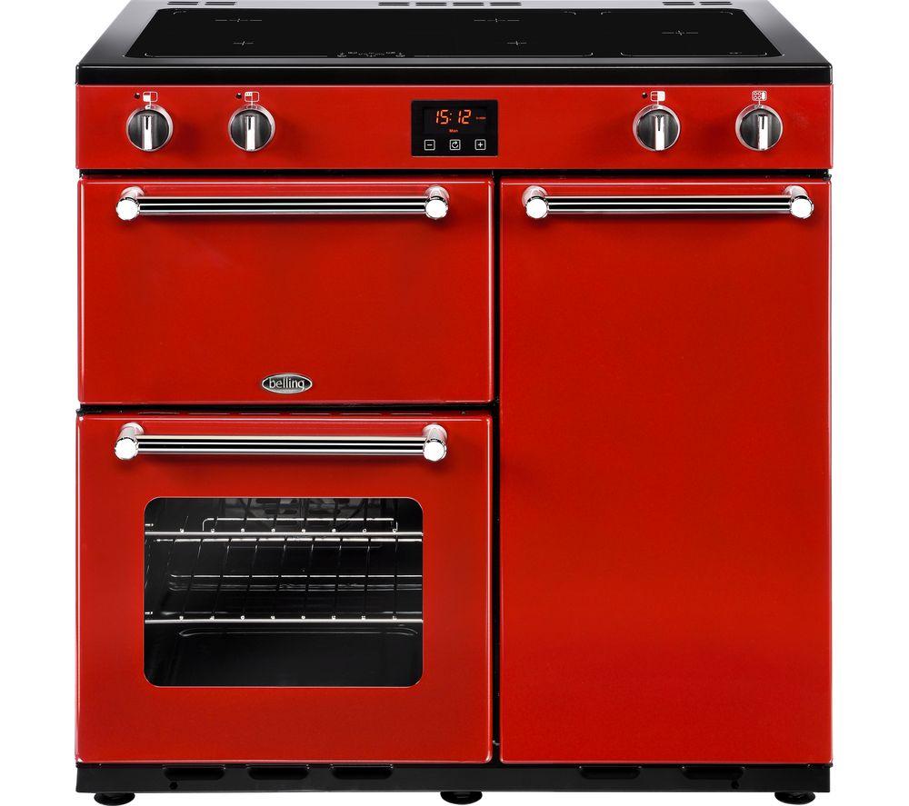 BELLING Kensington 90 cm Electric Induction Range Cooker - Red & Chrome