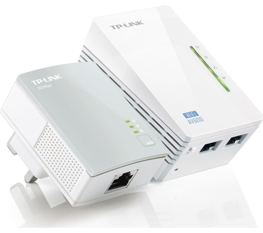 TP-LINK WPA4220 WiFi Powerline Adapter Kit - AV600  Twin Pack  White