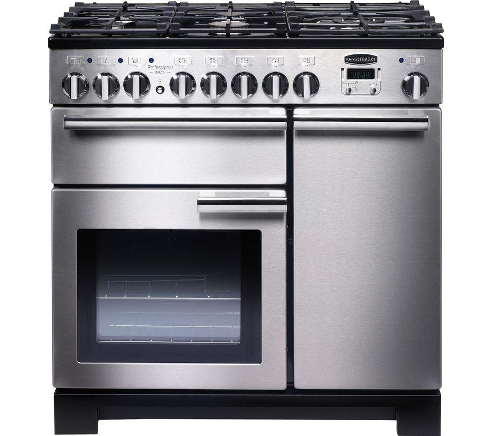 RANGEMASTER Professional Deluxe 90 Dual Fuel Range Cooker - Stainless Steel