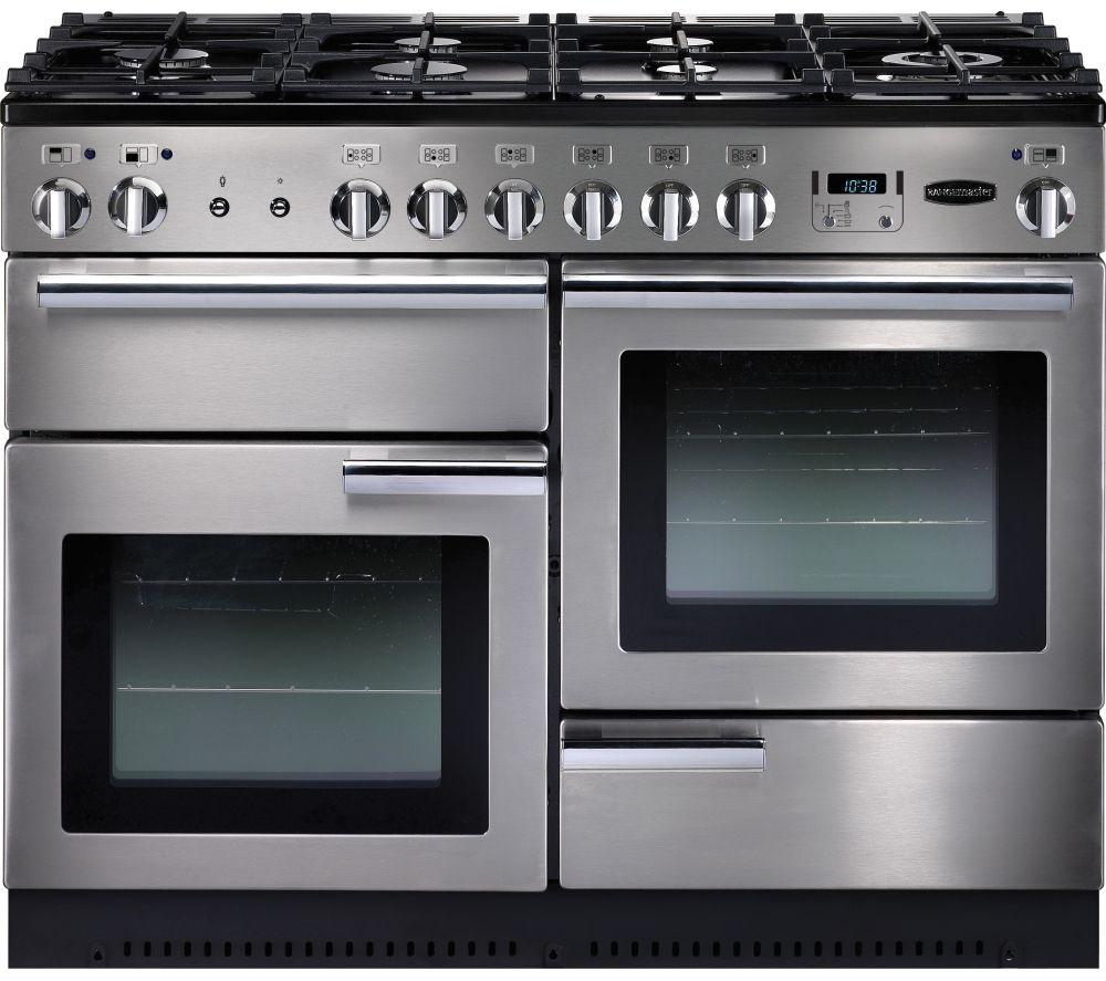 RANGEMASTER Professional 110 Dual Fuel Range Cooker - Stainless Steel & Chrome