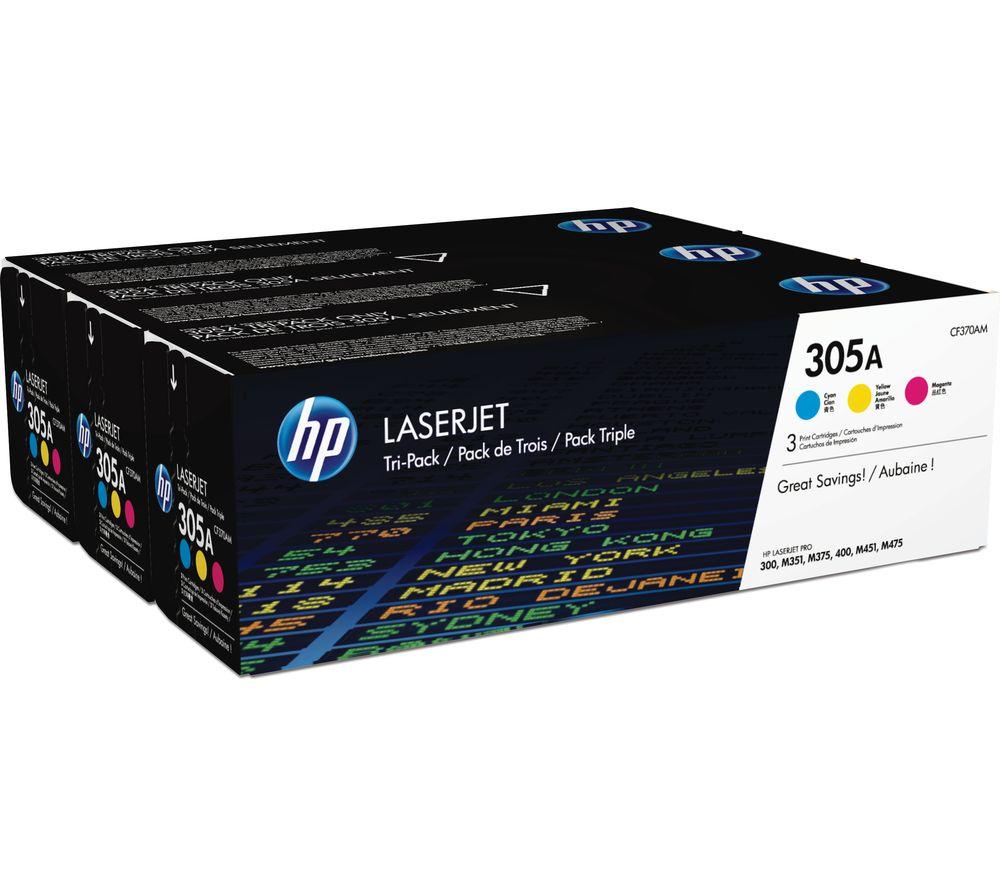 HP 305A Cyan  Magenta & Yellow Original LaserJet Toner Cartridges Multipack