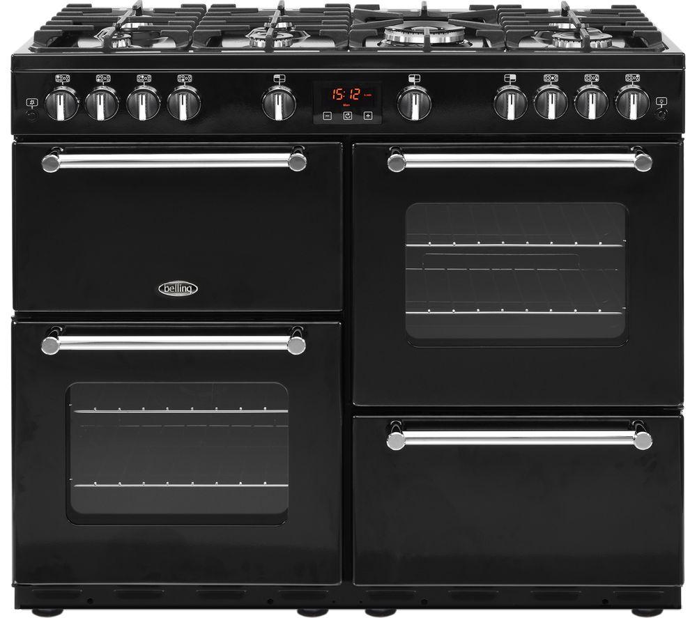 BELLING Kensington 100G Gas Range Cooker - Black & Chrome