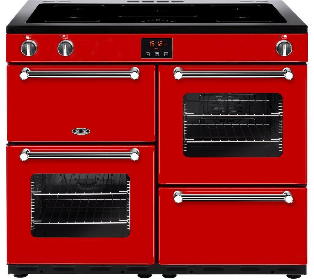 BELLING Kensington 100Ei Electric Induction Range Cooker - Red & Chrome