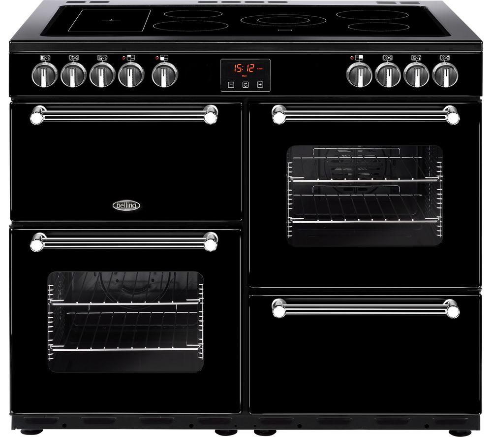 BELLING Kensington 100E Electric Ceramic Range Cooker - Black & Chrome