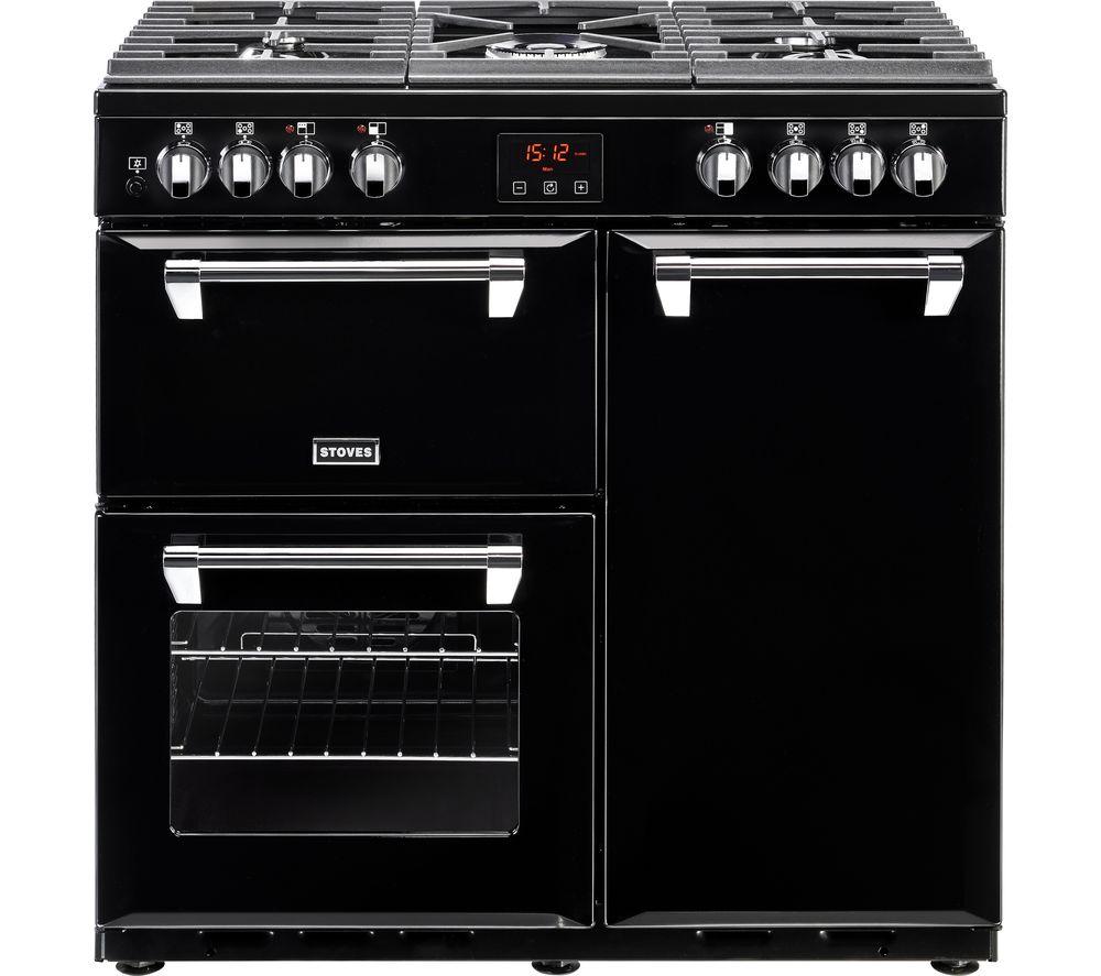 STOVES Ellingwood 90DFT Dual Fuel Range Cooker - Black & Chrome