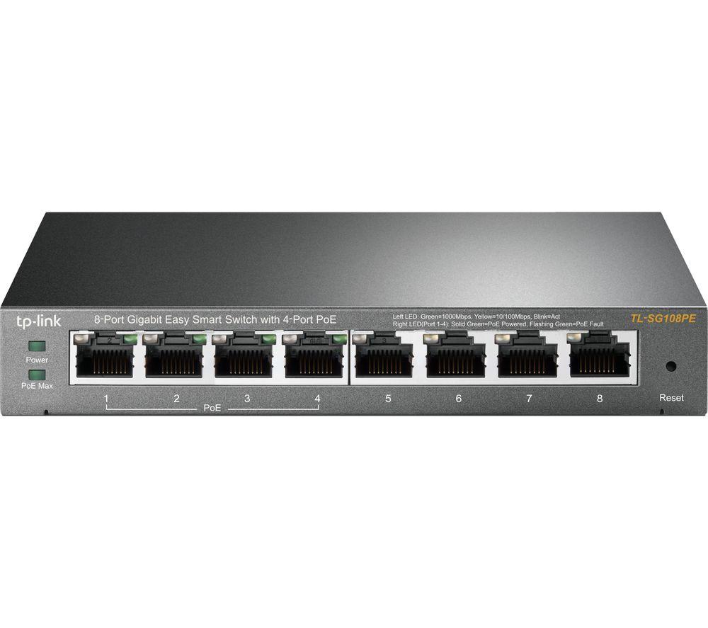 TP-LINK TL-SG108PE Managed Network Switch - 8 Port  Silver/Grey