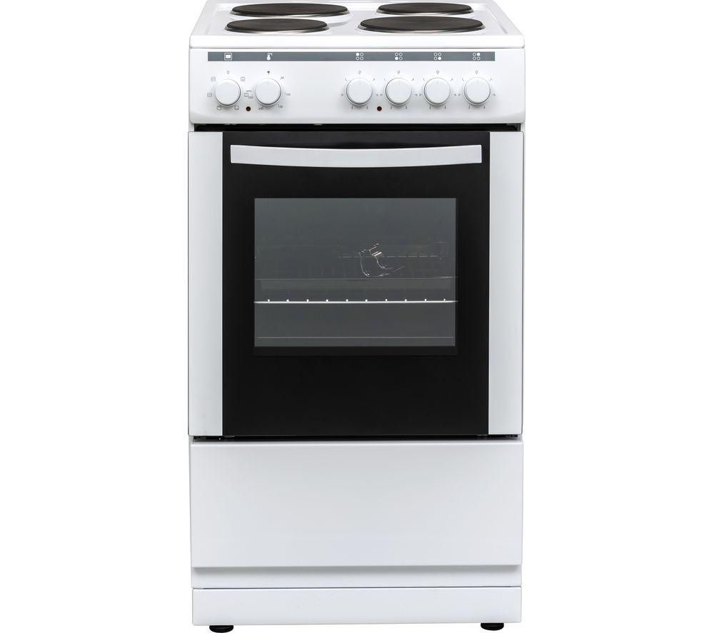 ESSENTIALS CFSEWH18 50 cm Electric Solid Plate Cooker - White
