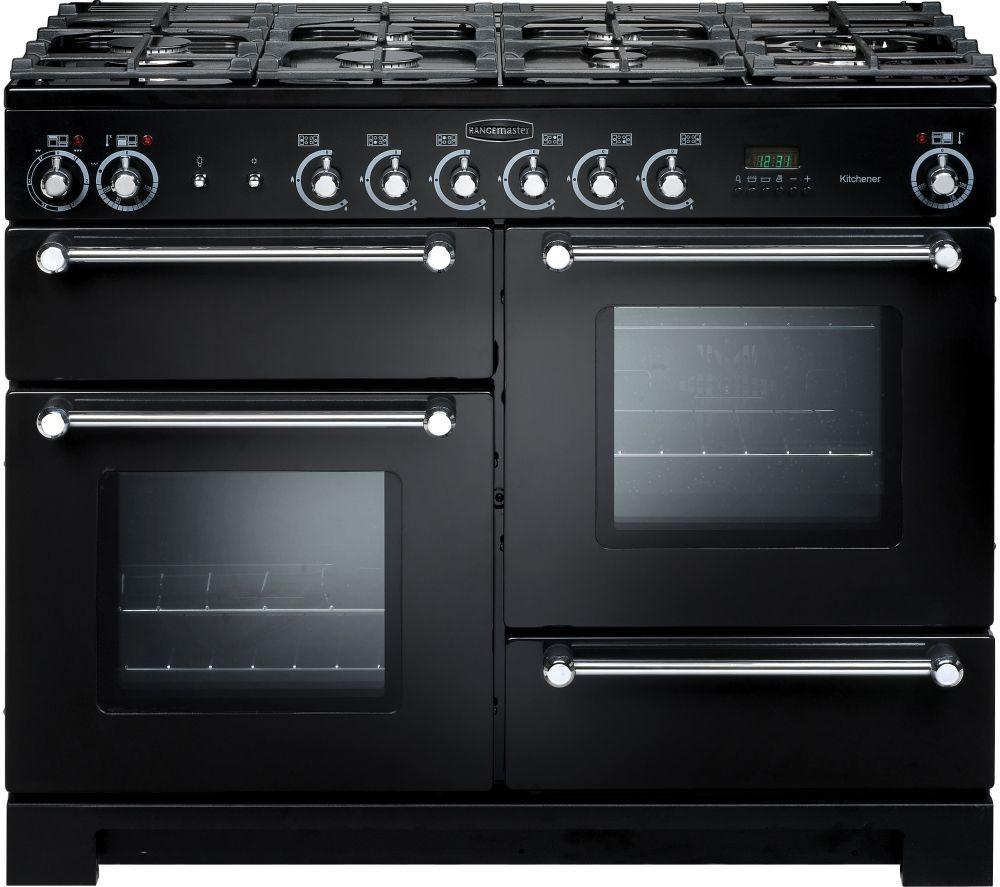 RANGEMASTER Kitchener 110 cm Dual Fuel Range Cooker - Black & Chrome