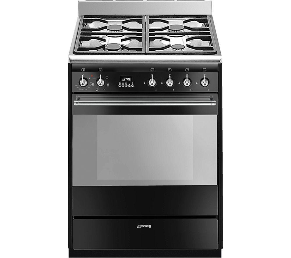 SMEG SUK61MBL9 60 cm Dual Fuel Cooker - Black & Stainless Steel  Stainless Steel