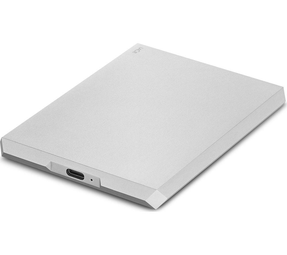 LACIE STHG1000400 USB Type-C Portable Hard Drive - 1 TB  Silver  Silver/Grey