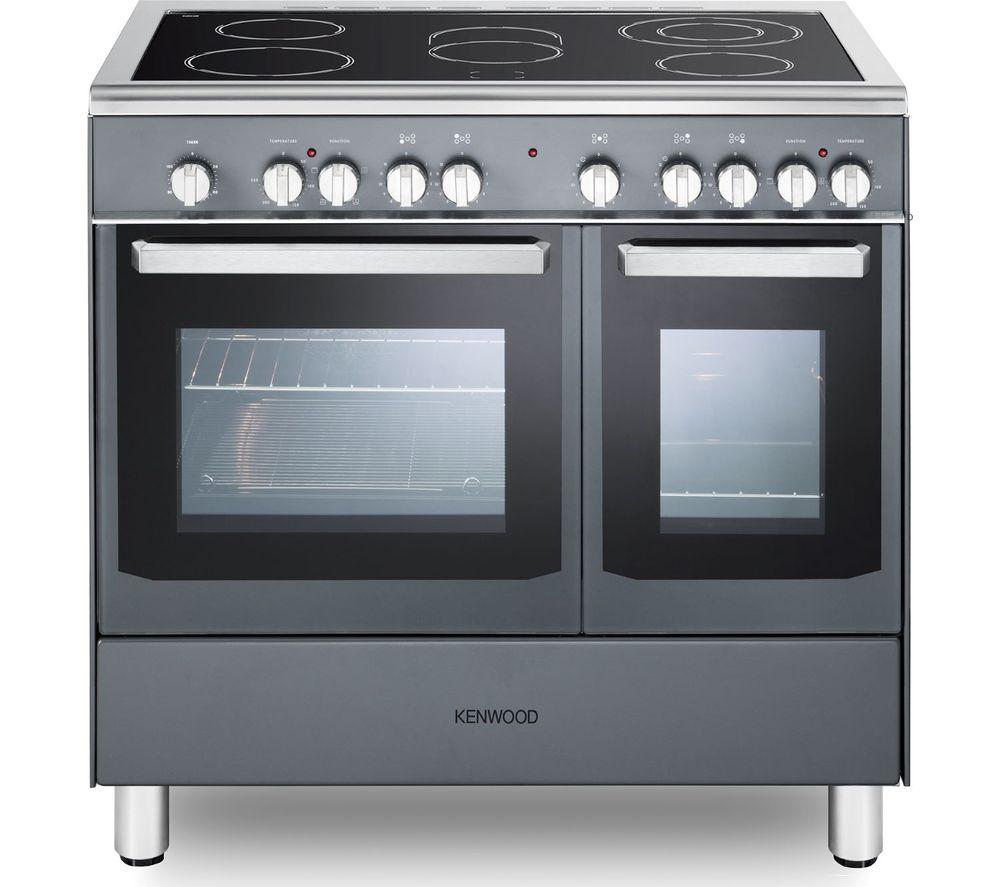 KENWOOD CK418SL 90 cm Electric Ceramic Range Cooker - Slate Grey & Chrome