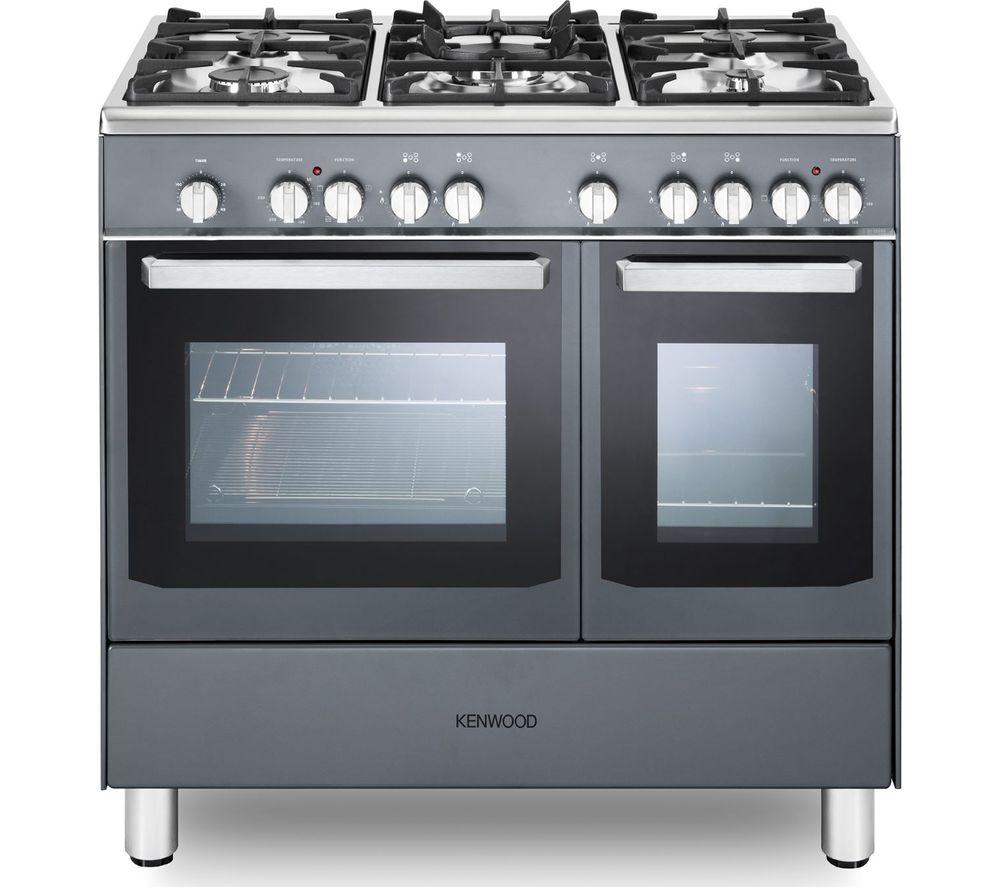 KENWOOD CK406SL 90 cm Dual Fuel Range Cooker - Slate Grey & Chrome
