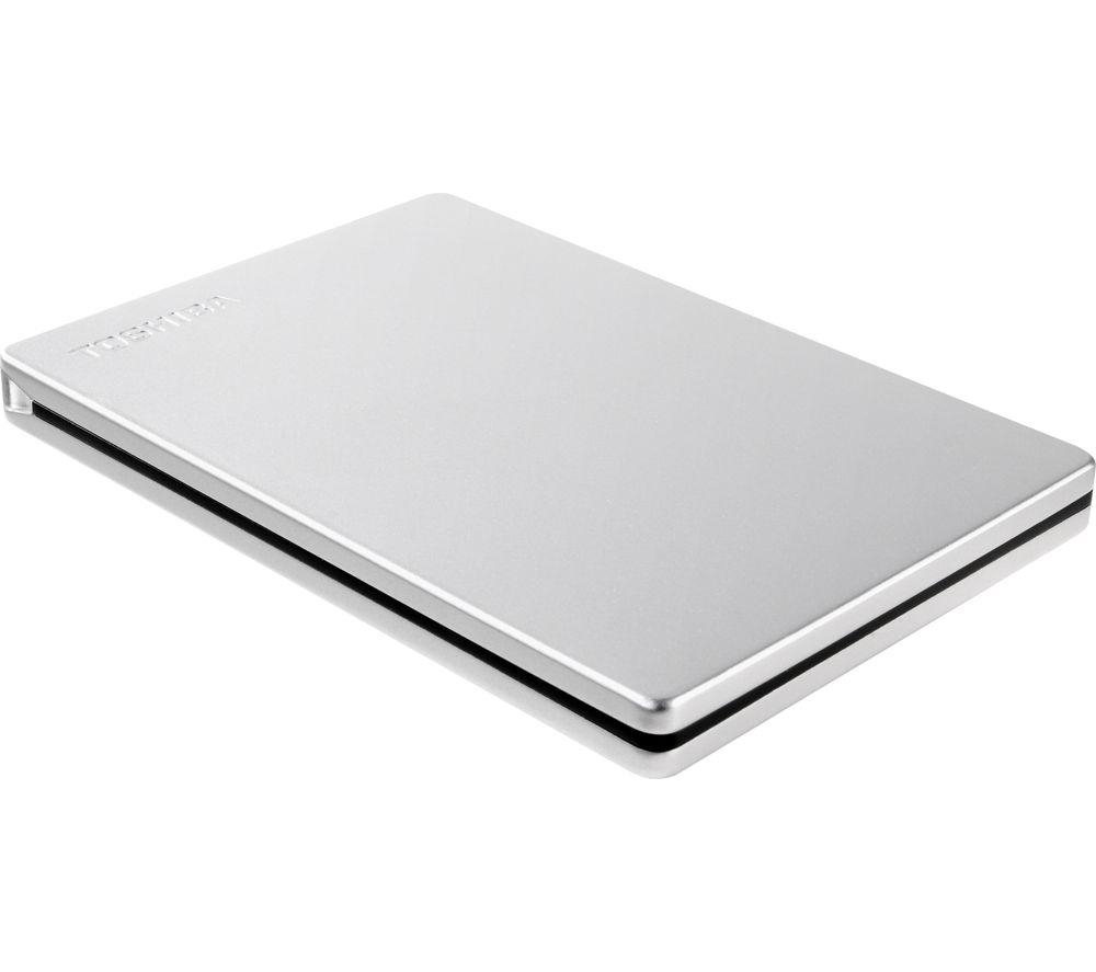 TOSHIBA Canvio Slim External Hard Drive - 1 TB  Silver  Silver/Grey
