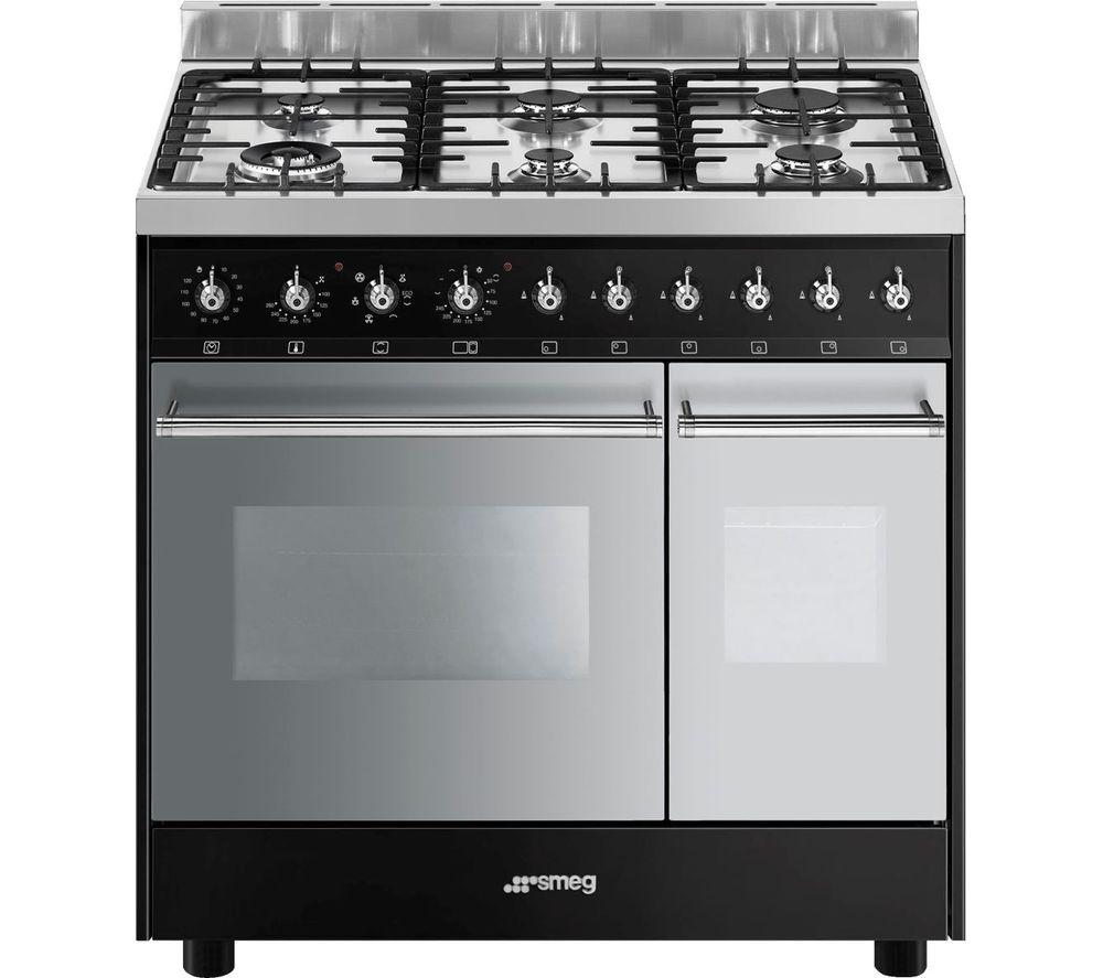 SMEG C92DBL9 90 cm Dual Fuel Range Cooker - Black & Stainless Steel  Stainless Steel