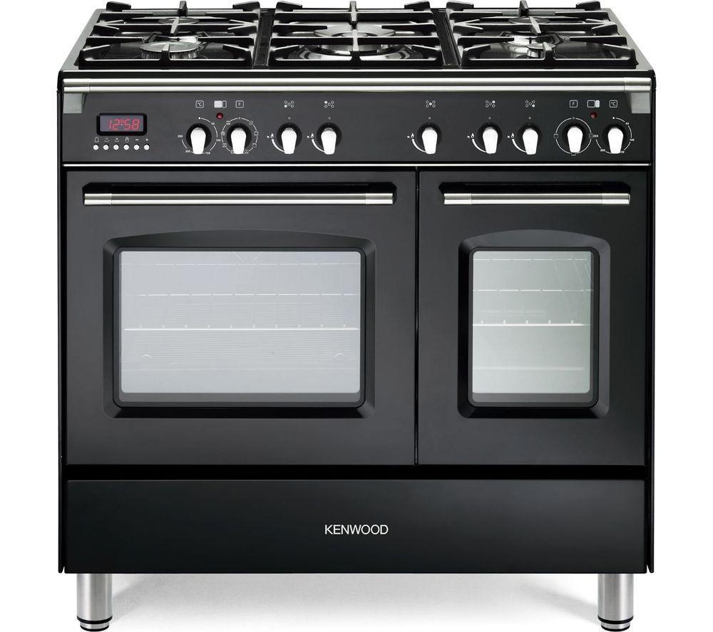 KENWOOD CK435BL 90 cm Dual Fuel Range Cooker - Black & Stainless Steel  Stainless Steel