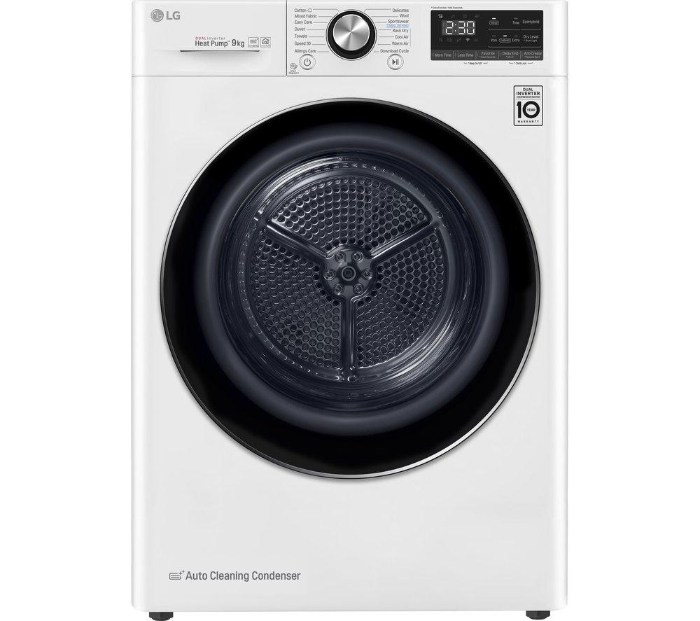 LG FDV909W WiFi-enabled 9 kg Heat Pump Tumble Dryer - White