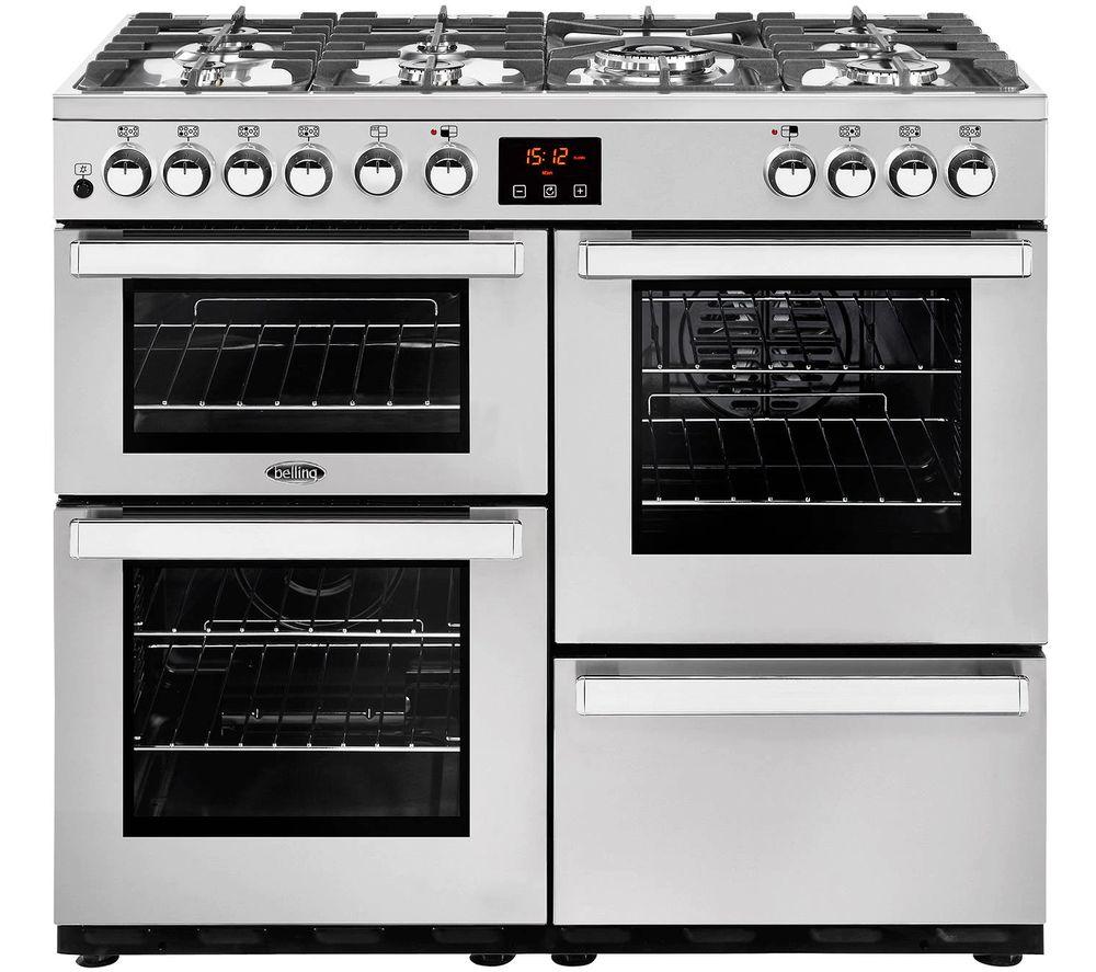 BELLING Cookcentre 100DFT Dual Fuel Range Cooker - Stainless Steel
