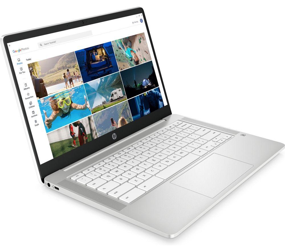 HP 14a 14inch Chromebook - IntelCeleron  64 GB eMMC  White  White Silver/Grey