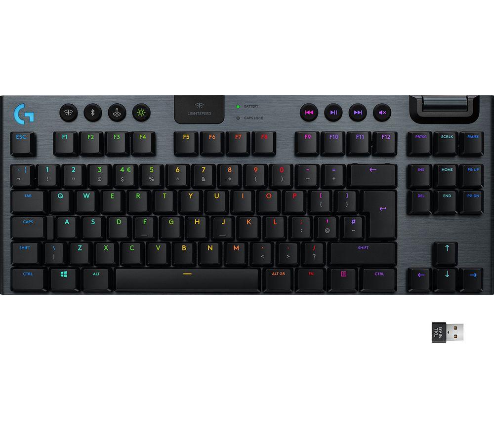 LOGITECH G915 TKL LIGHTSPEED RGB Wireless Mechanical Gaming Keyboard - Tactile  Black