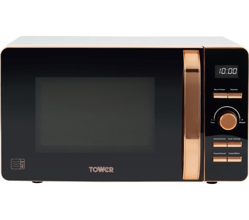 TOWER T24021W Solo Microwave - White & Rose Gold