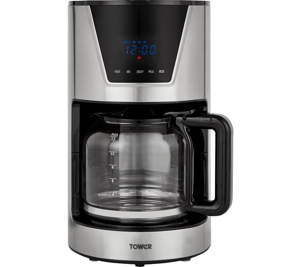 TOWER T13010 Filter Coffee Machine - Silver