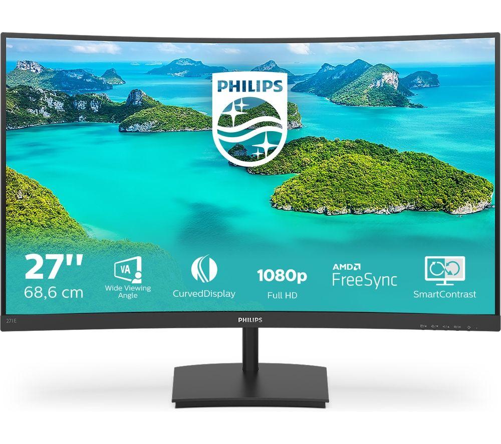 PHILIPS 271E1SCA Full HD 27inch Curved VA Monitor - Black