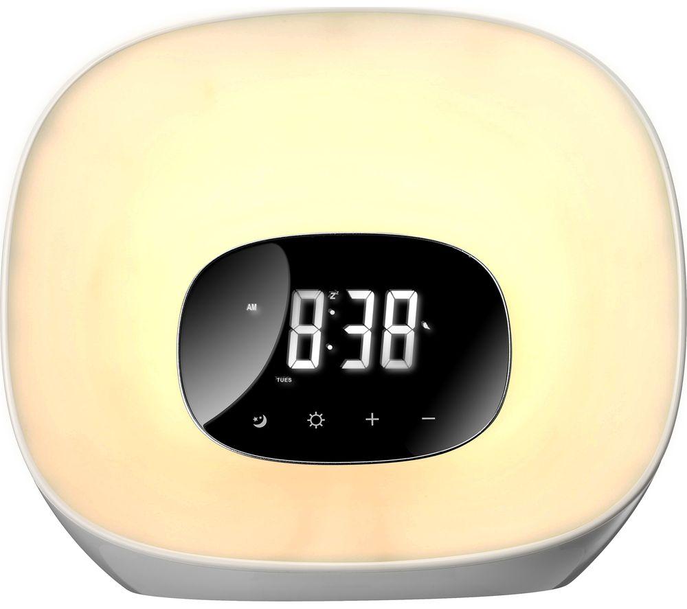 GROOV-E Curve Wake-Up Light with FM Radio & Clock - White