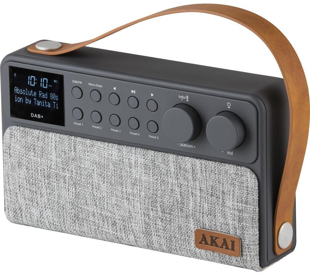 AKAI A61028 Portable DAB Bluetooth Radio - Grey