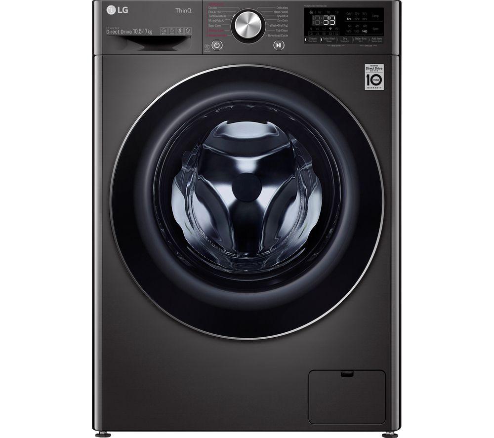 LG TurboWash 360 with AI DD V9 FWV917BTSE WiFi-enabled 10.5 kg Washer Dryer - Black Steel