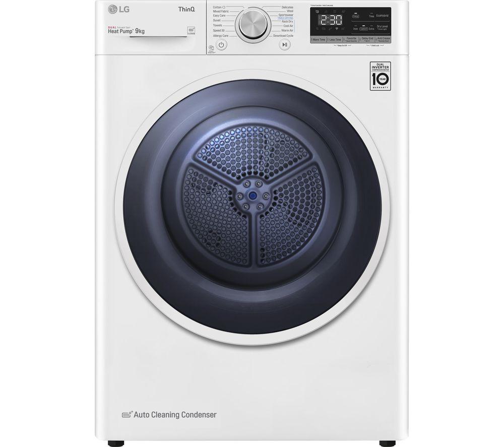 LG FDV309W WiFi-enabled 9 kg Heat Pump Tumble Dryer - White
