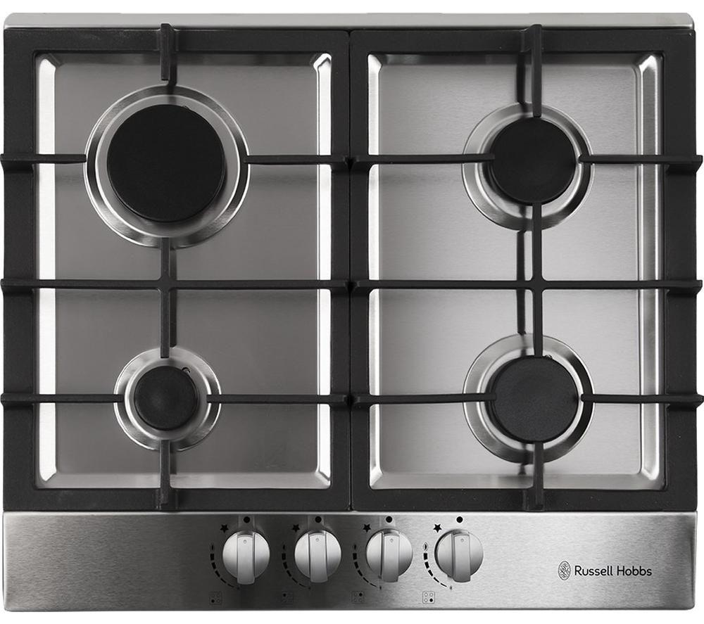 Russell Hobbs RH60GH402SS Gas Hob Stainless Steel & Black  Stainless Steel
