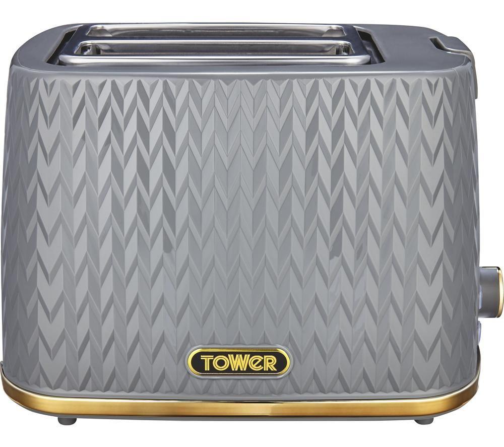 TOWER Empire Collection T20054GRY 2-Slice Toaster Grey