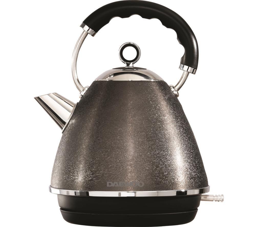 DAEWOO Glace Noir SDA2052 Traditional Kettle - Silver & Black