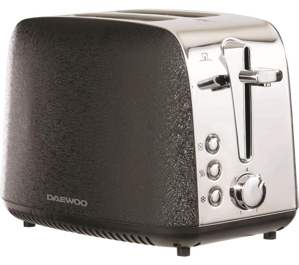 DAEWOO Glace Noir SDA2014 2-Slice Toaster - Black & Silver