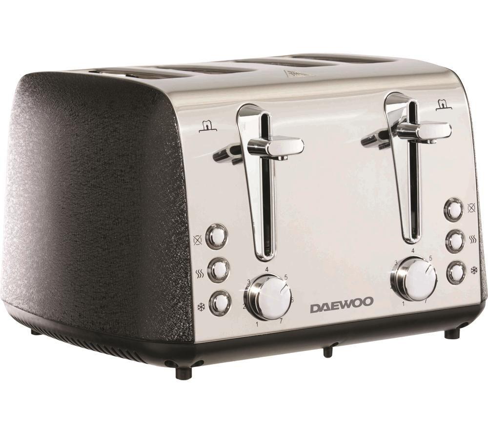 DAEWOO Glace Noir SDA2105 4-Slice Toaster - Black & Silver