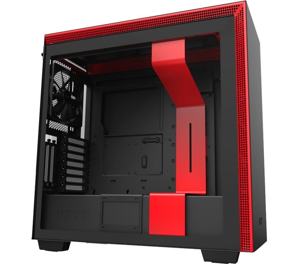 NZXT H710i E-ATX Mid-Tower PC Case - Black & Red  Red Black