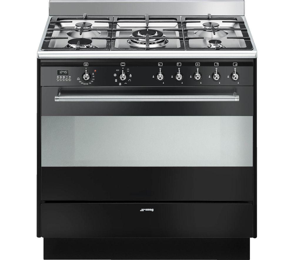SMEG SUK91MBL9 Concert 90 cm Dual Fuel Range Cooker - Gloss Black