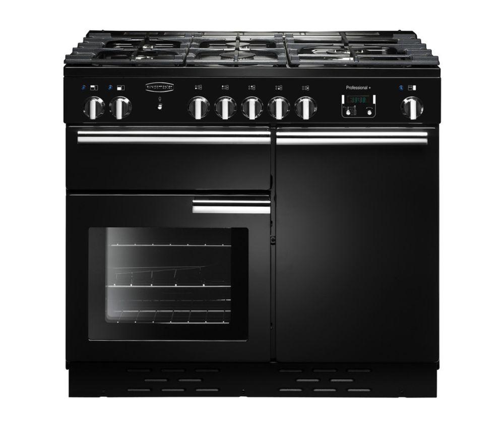RANGEMASTER Professional PROP100NGFGB Dual Fuel Range Cooker - Black & Chrome