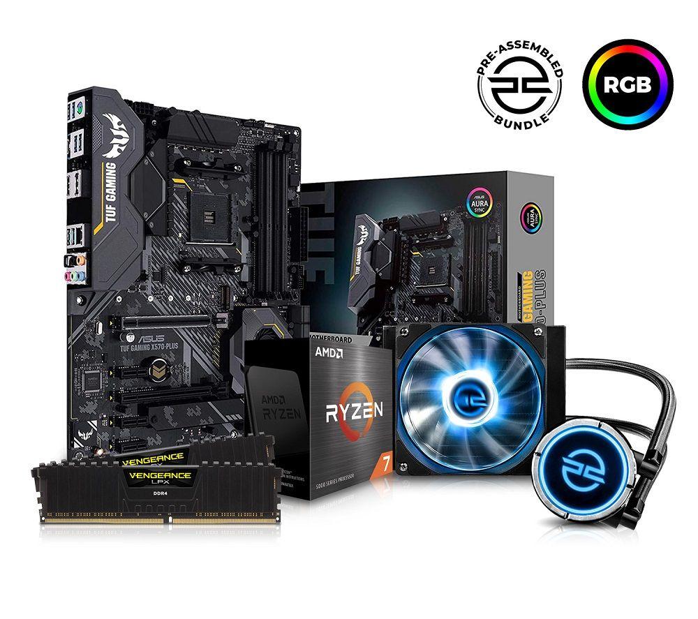 PC SPECIALIST AMD Ryzen 7 Processor  TUF Gaming Motherboard  16 GB RAM & FrostFlow Liquid Cooler Components Bundle