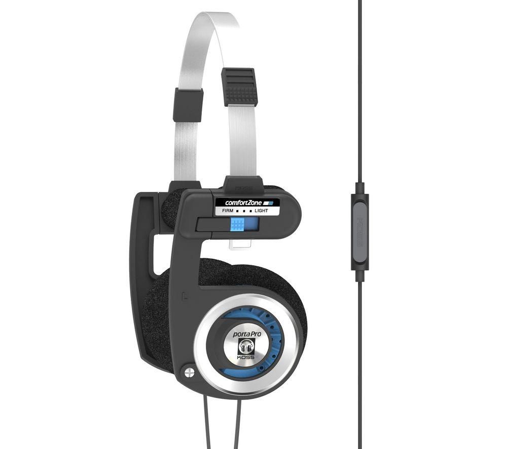 KOSS Porta Pro Mic/Remote Headphones - Black & Blue